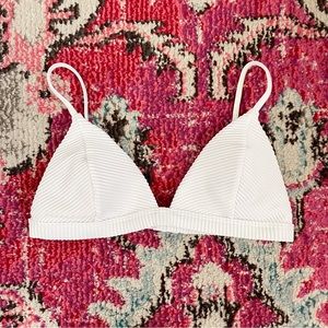 hollister swim white ribbed triangle bikini top